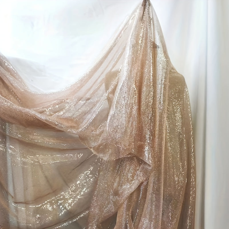 Golden Silk Cloth Champagne Mesh Stage Dress Fabric