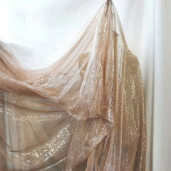 Golden Silk Cloth Champagne Mesh Stage Dress Fabric