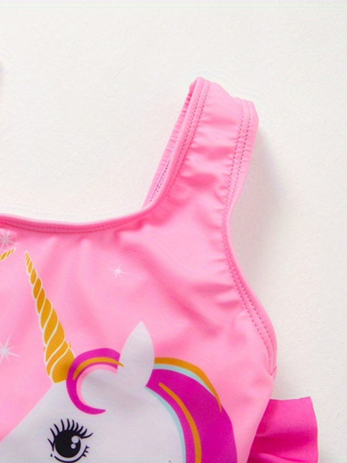Girls' Pony Graphic Swimsuit with Ruffled Sleeves