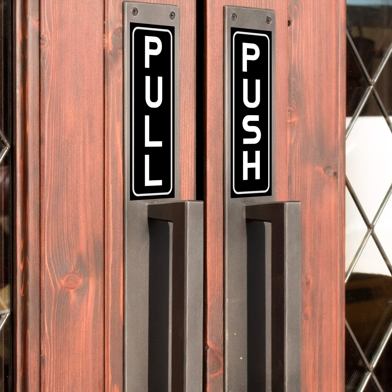 8pcs Push Pull Door Sign Sticker Vertical Self-Adhesive Vinyl 5x12cm