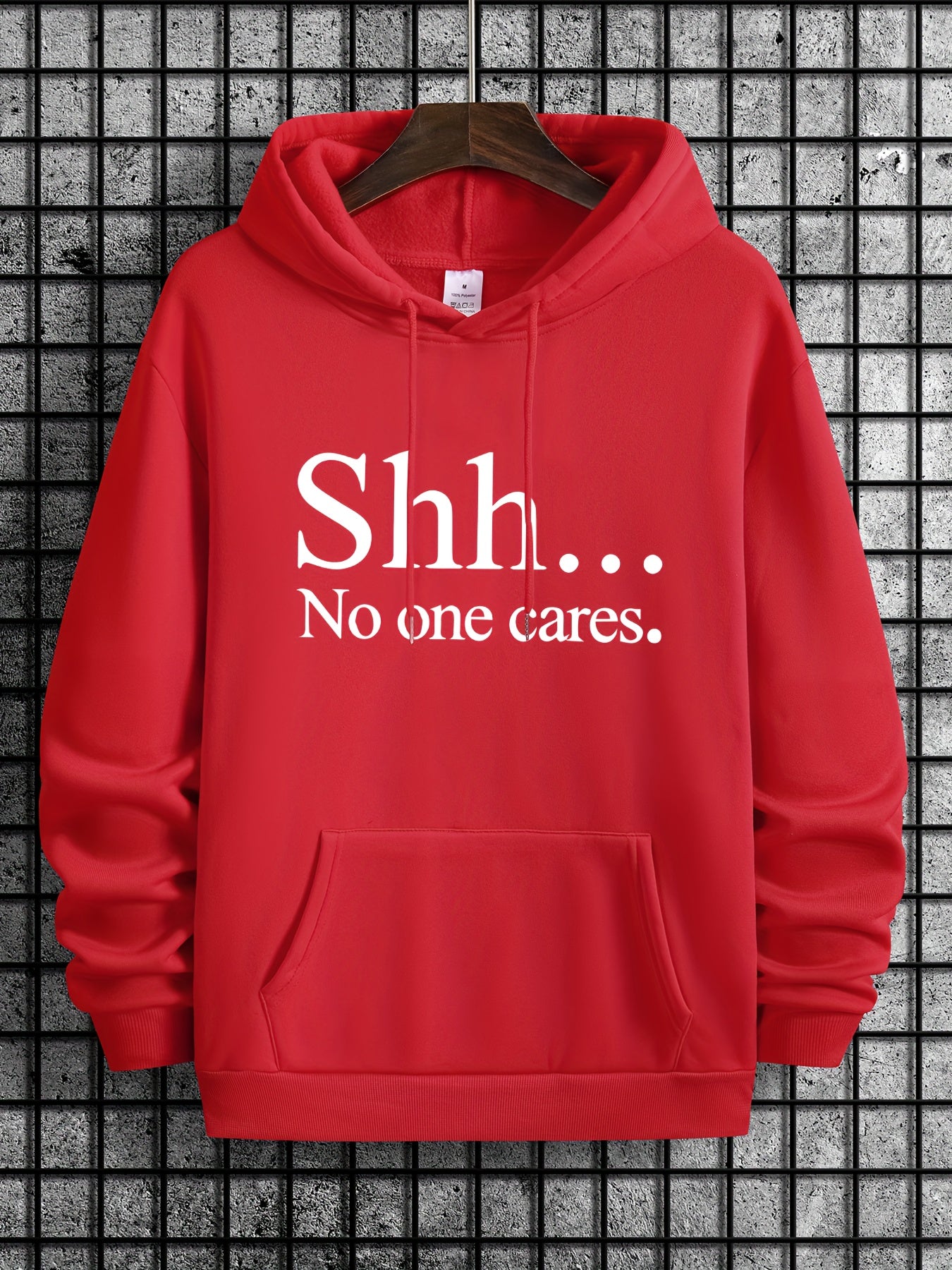Shh No One Cares Graphic Print Hoodie For Men