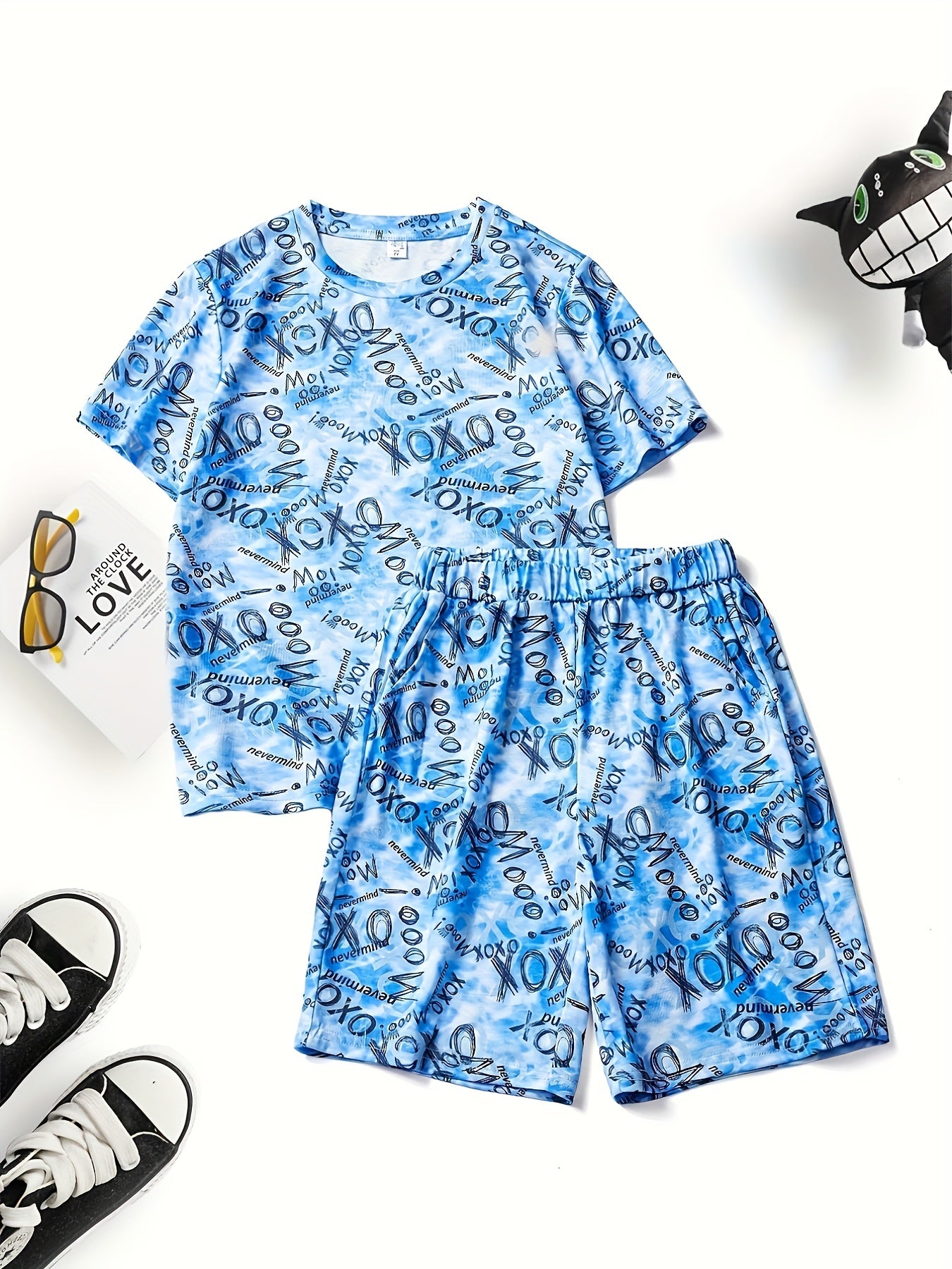Boys Letter Outfit Shorts & t shirt Short Sleeves Casual Summer Kids Clothes