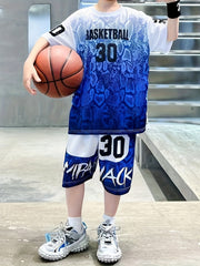 Boys Basketball Jersey Set Breathable Letter Print