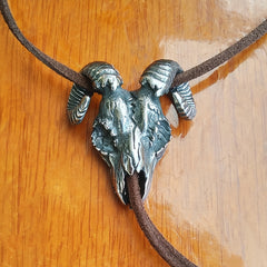 Titanium Steel Skull Bolo Tie Animal Horns Goat Gothic Cosplay Necktie