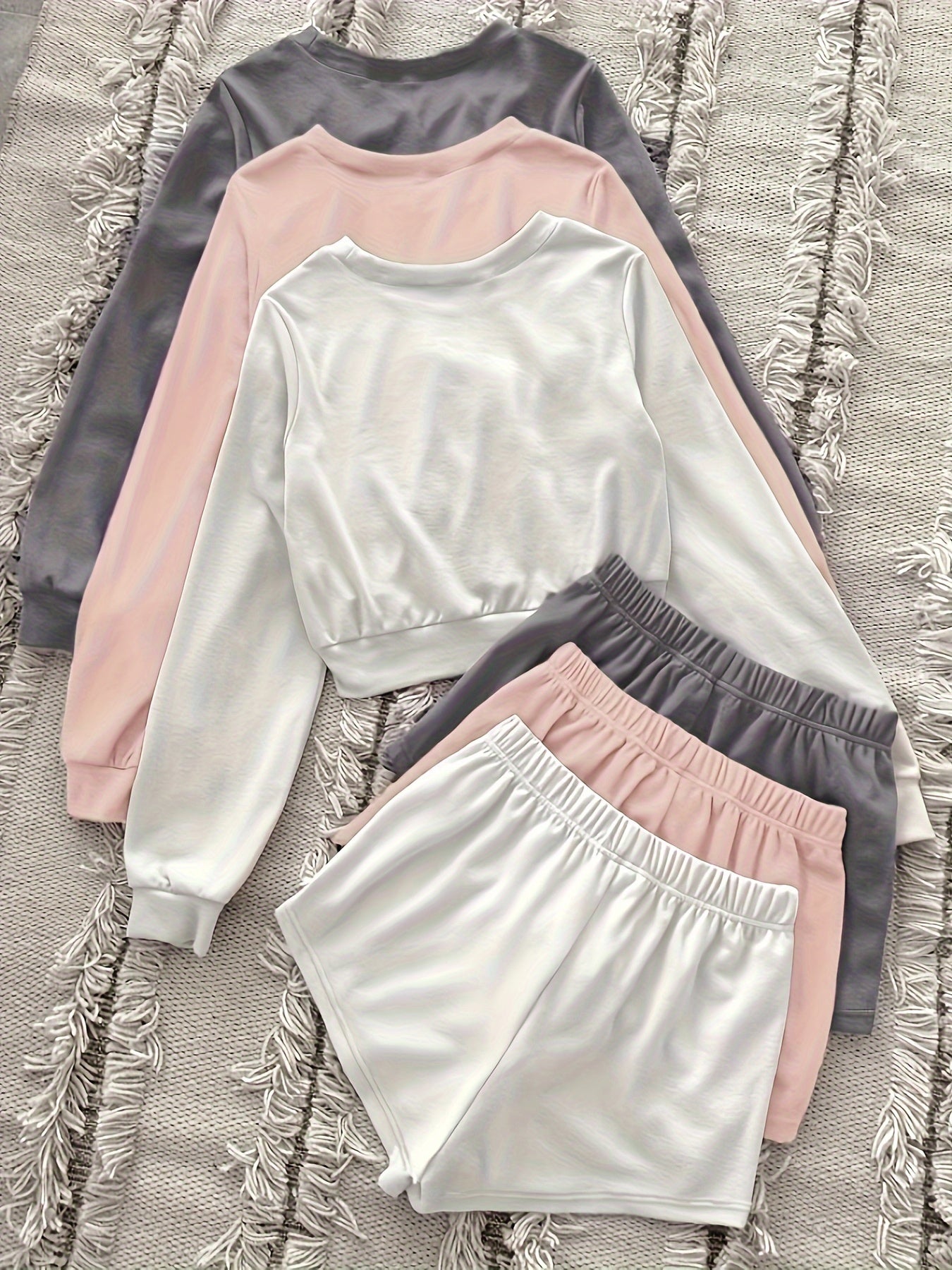 6-Piece Plus Size Pajama Set: Top & Shorts Loungewear