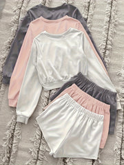 6-Piece Plus Size Pajama Set: Top & Shorts Loungewear