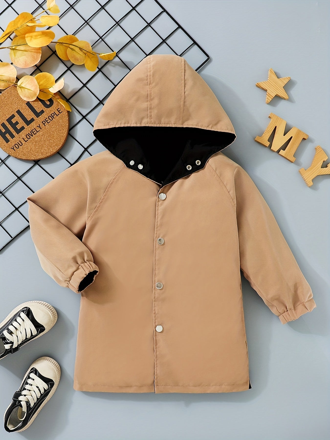 Boys Letter Print Windbreaker Hooded Jacket