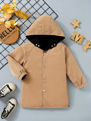 Boys Letter Print Windbreaker Hooded Jacket