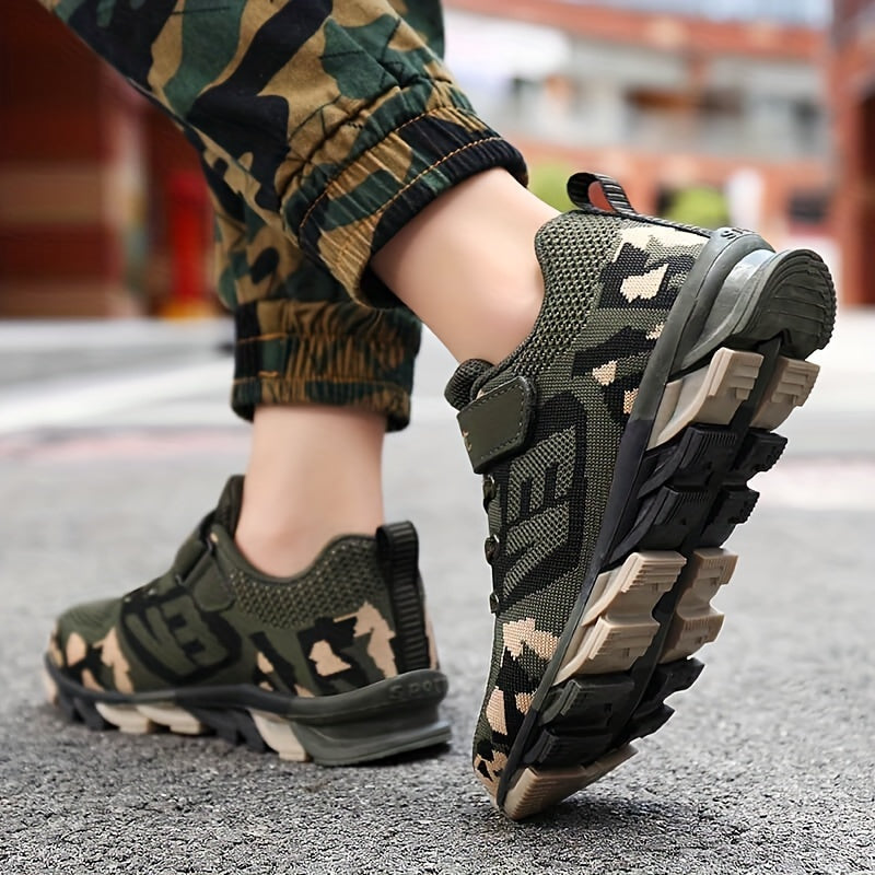 Kid's Camouflage Sneakers, Breathable with Shock Absorption, Soft Sole