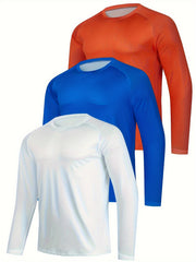 Men's Solid Long Sleeve Anti UV Sunscreen Fishing Shirt