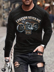 LEGENDS NEVER DIE Motorcycle Print Men's Graphic Round Neck Sweatshirt