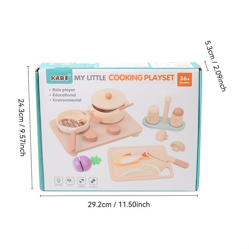 Wooden Playhouse Toy Set Kids' Cooking Kit Boys and Girls 3+ Back to School Gift