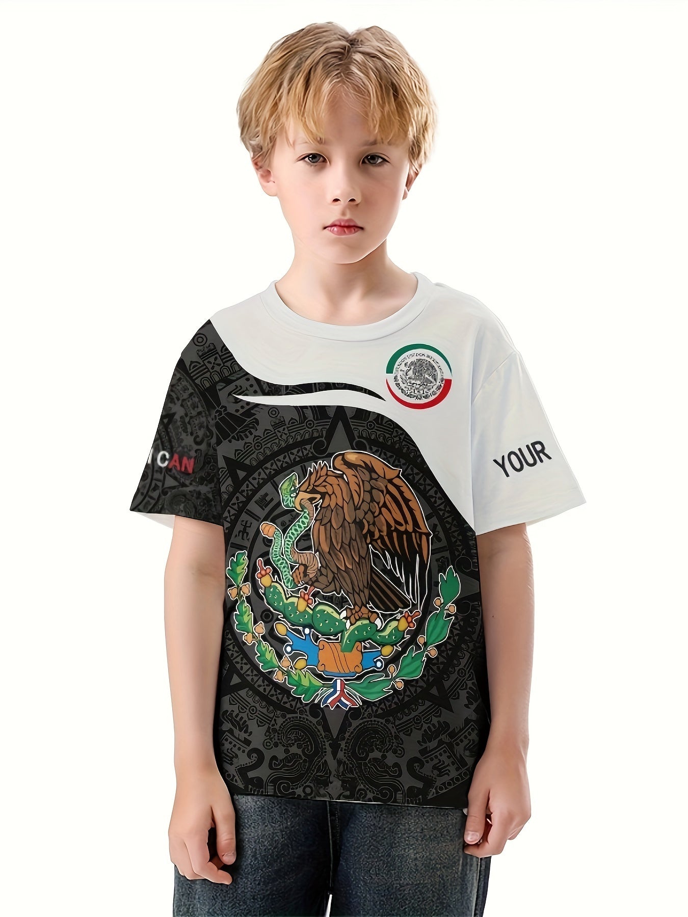 MEXICO Flag 3D Print Boy's Casual Tees Short Sleeve Comfy T shirt Kids
