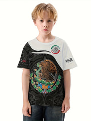 MEXICO Flag 3D Print Boy's Casual Tees Short Sleeve Comfy T shirt Kids