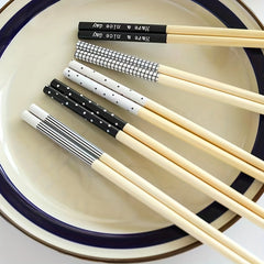 5 Pairs Reusable Bamboo Chopsticks Multicolor Dishwasher Safe