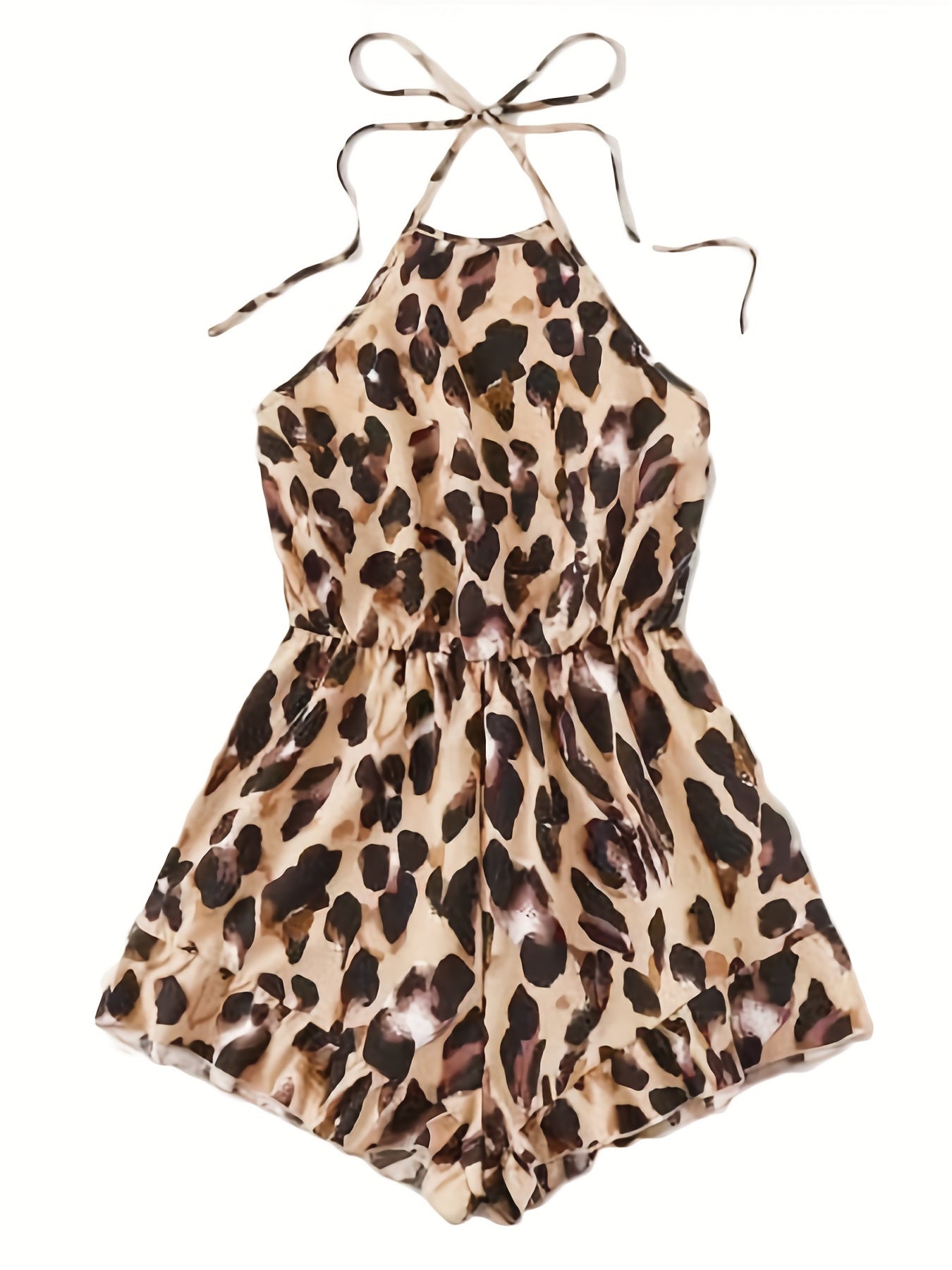 Sexy Leopard Print Halter Neck Romper