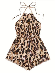 Sexy Leopard Print Halter Neck Romper