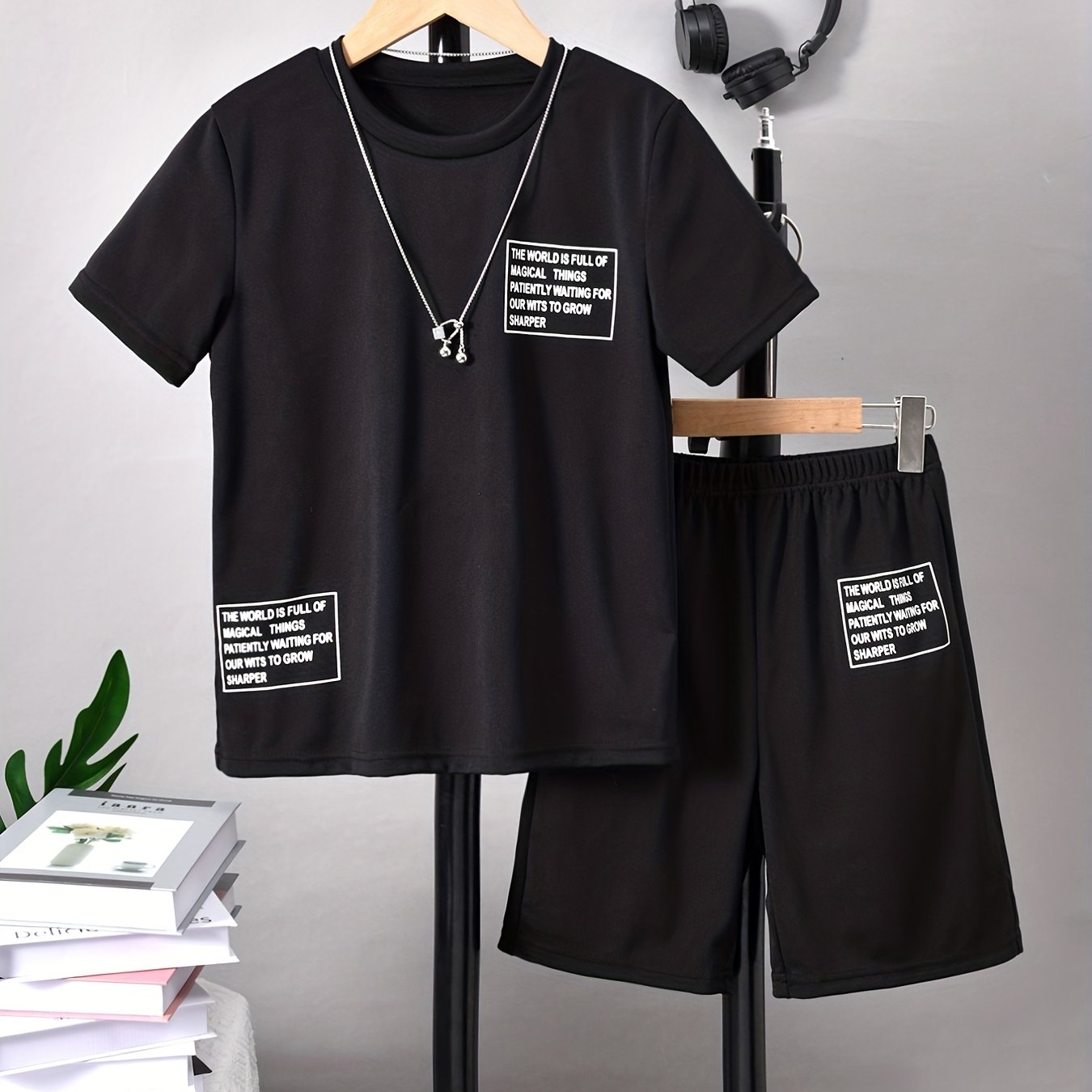 Boys Short Sleeve T Shirt & Shorts Set Casual Street Style 2 Pcs