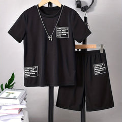 Boys Short Sleeve T Shirt & Shorts Set Casual Street Style 2 Pcs