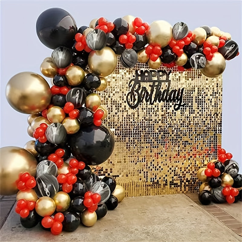 Red Agate and Glitter Balloon Set - 141pcs