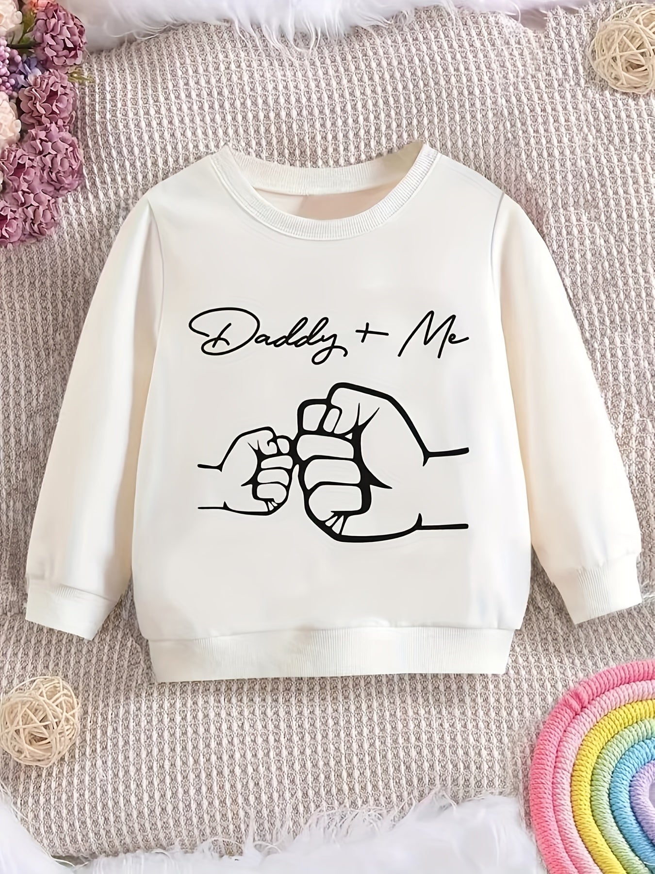 DADDY ME Fist Print Sweatshirt Boys Casual Graphic Stretch Fabric Autumn Winter