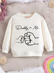 DADDY ME Fist Print Sweatshirt Boys Casual Graphic Stretch Fabric Autumn Winter