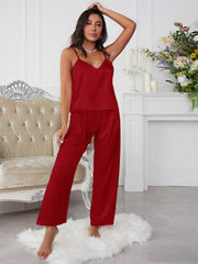 Women's Satin Solid Cami Pajama Set