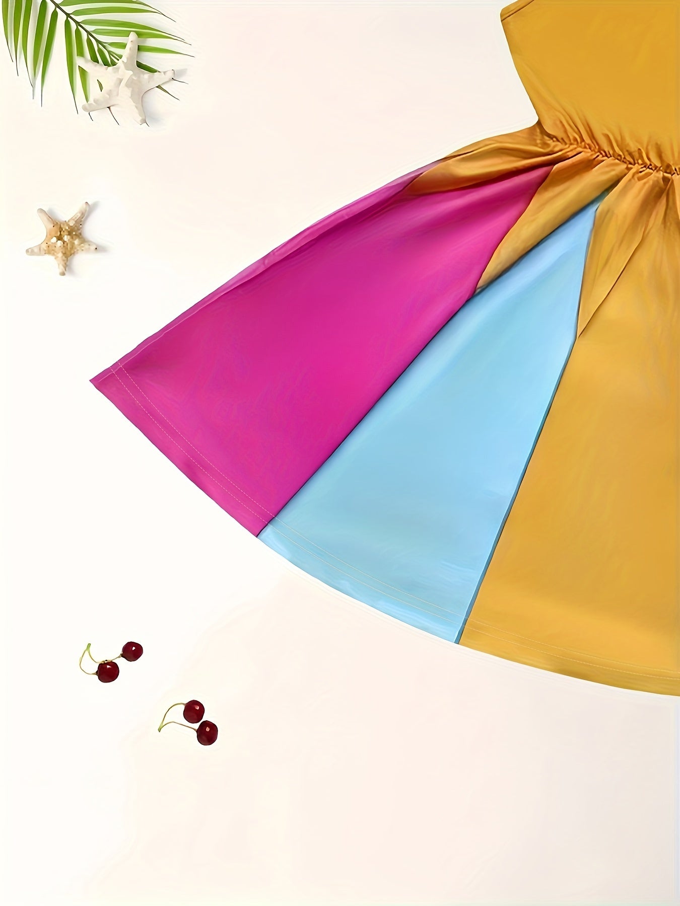 Dreamy Girls Splicing Colorblock Sleeveless Dress Summer Clothes Party Gift