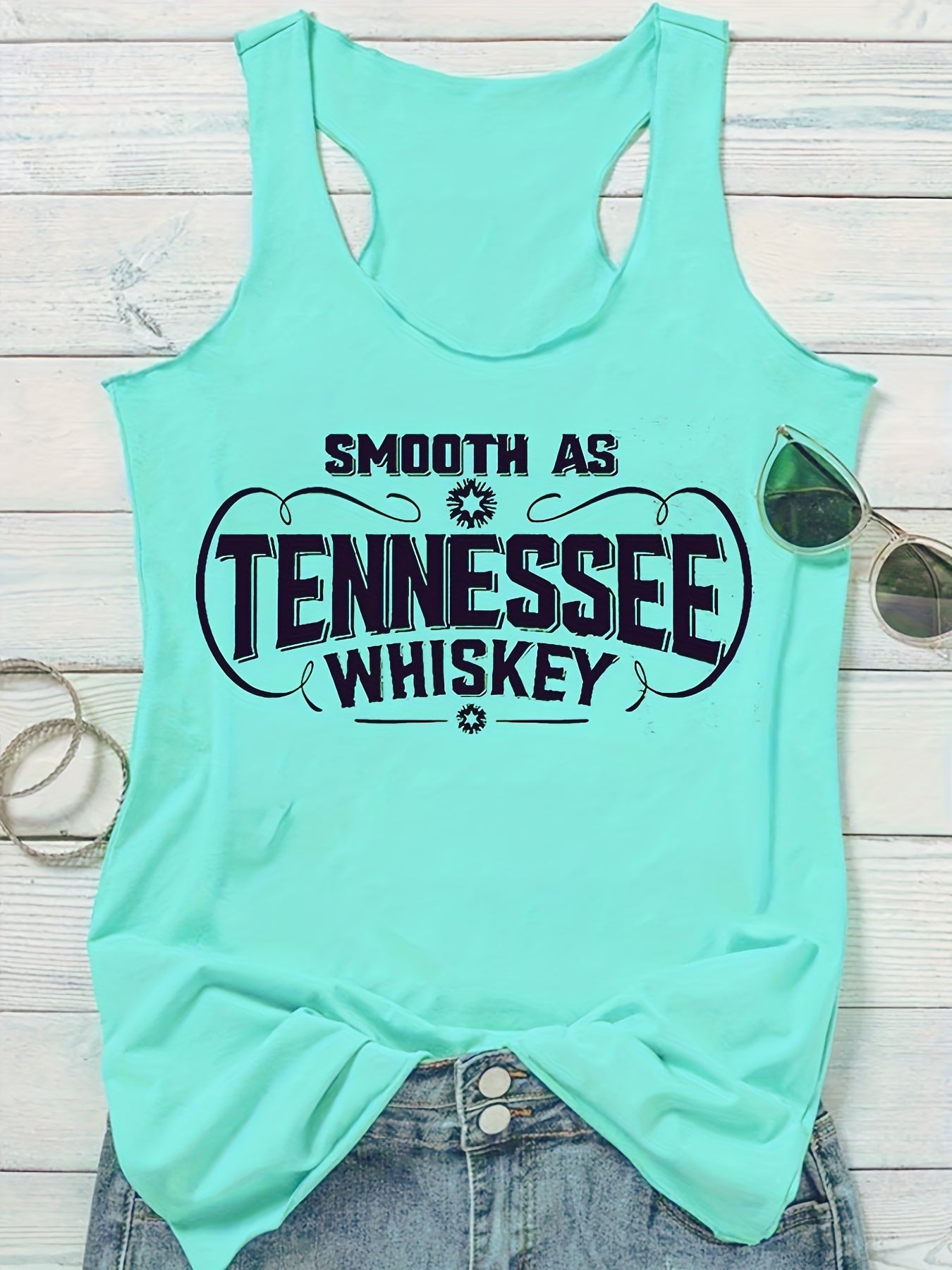 Casual Letter Print Tank Top For Women Girls Summer Crew Neck Tank Top