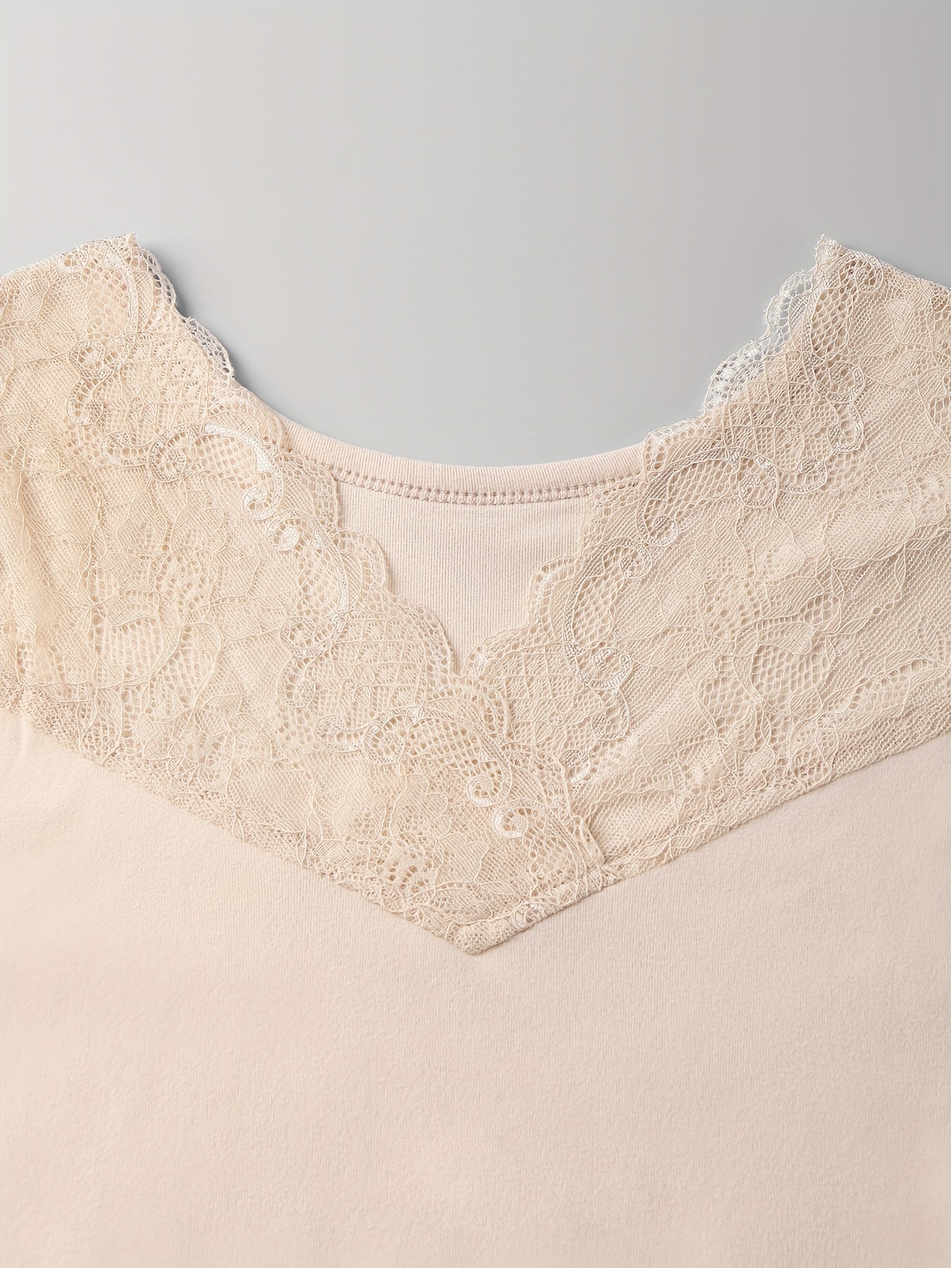 Lace Thermal V-Neck Top, Sleeveless