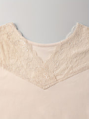 Lace Thermal V-Neck Top, Sleeveless