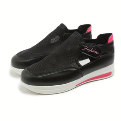 Women's Knit Platform Sneakers Cutout Hook & Loop Shoes
