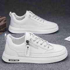 Men's Lace up Sneakers Side Zipper Casual Walking Shoes Breathable Skate Shoes