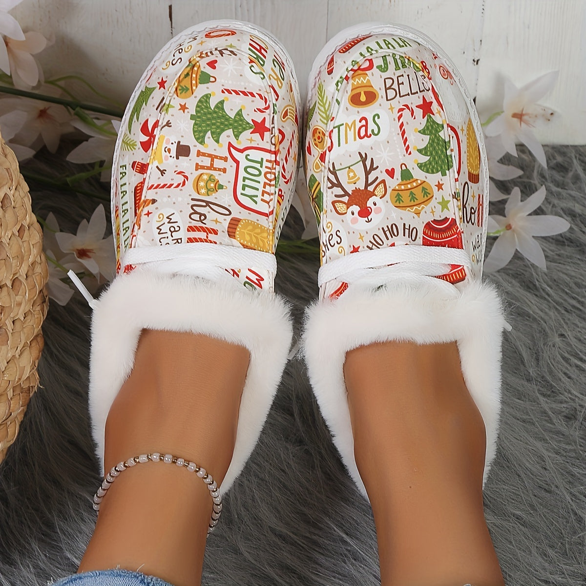 Women's Christmas Snow Boots Elk Pattern Warm & Comfortable