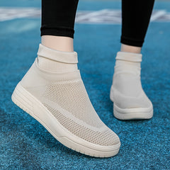 Women's High Breathable Flying Woven Sneakers Anti-slip Sports Shoes