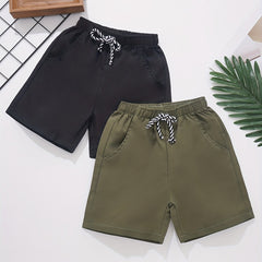 2pcs Boys Drawstring Waist Shorts Soft Comfortable Breathable Kids Clothes