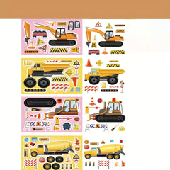 16 Sheets Engineering Truck Kids Stickers DIY Children's Gift Christmas