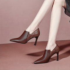 Retro Pattern Ankle Boots Pointed Toe Stiletto Heels