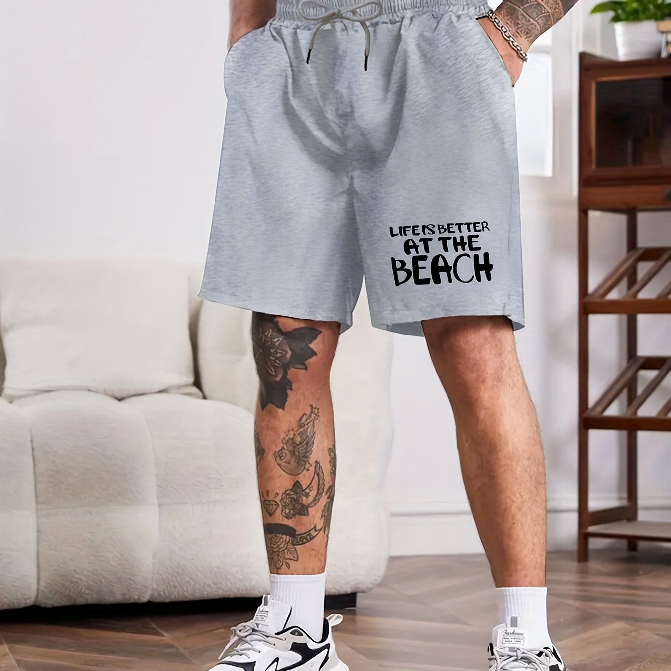 Men's Beach Print Comfy Summer Shorts Casual Loose Drawstring Shorts