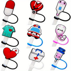 9pcs Silicone Straw Cover Reusable Dustproof Drinking Straw Plug