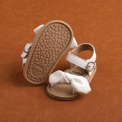 Bowknot Open Toe Sandals For Baby Girls Hook & Loop Non Slip Lightweight Shoes