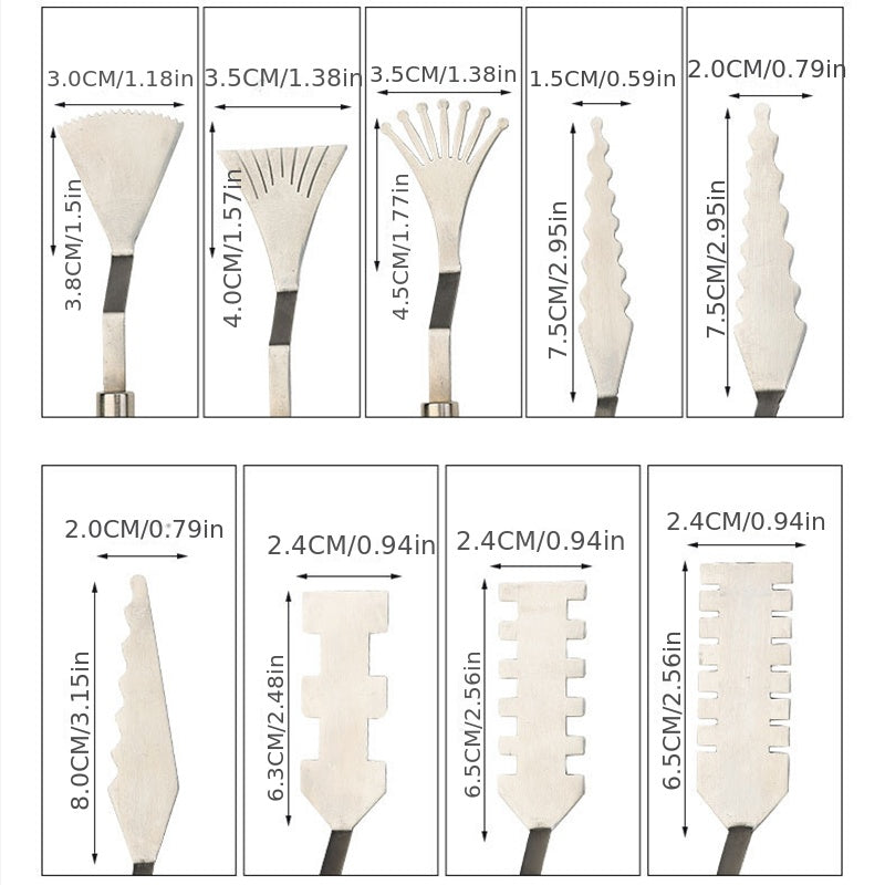 9pcs Flower Art Scraper Texture Palette Shaped Scraper Painting Tool