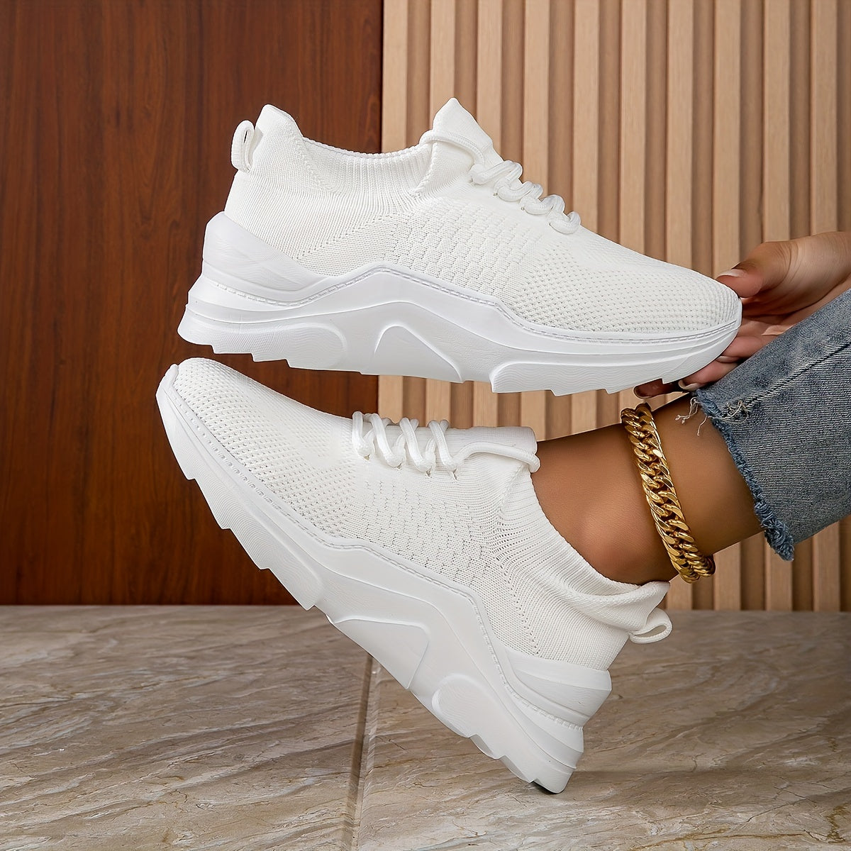 Women's Breathable Platform Sneakers Casual Lace Up Shoes