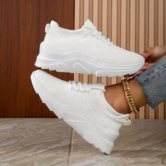 Women's Breathable Platform Sneakers Casual Lace Up Shoes