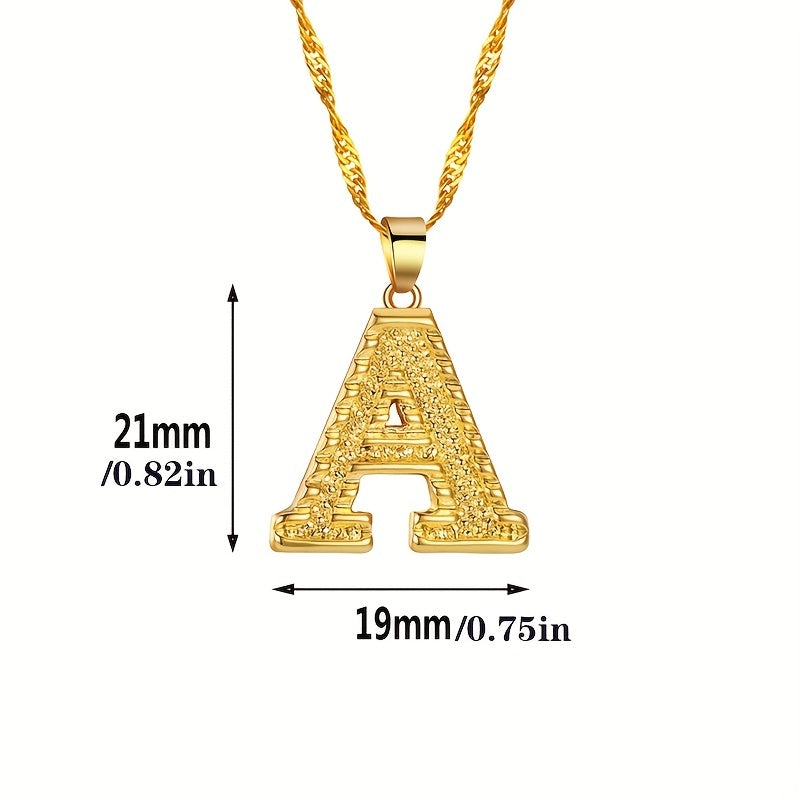 Golden A Initial Necklace Stainless Steel Alphabet Pendant