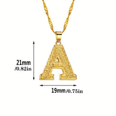 Golden A Initial Necklace Stainless Steel Alphabet Pendant