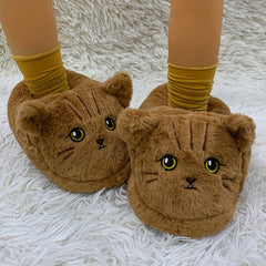 Cartoon Kitten Furry House Shoes For Girls Non Slip Soft Bottom Walking Shoes