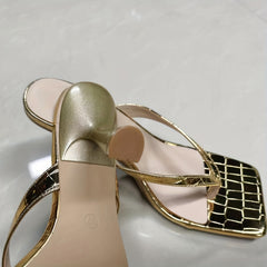 Women's Golden Stiletto Heeled Sandals Clip Toe Outdoor Shoes
