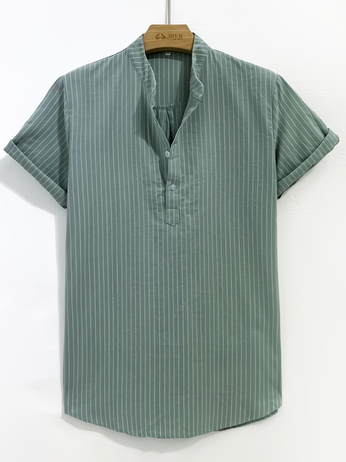 Vertical Stripe Print Casual Short Sleeve Shirt for Summer Vacation