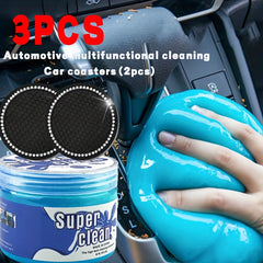 Car Cleaning Gel 160g with Coasters, Dust Removal for Air Vent Interior